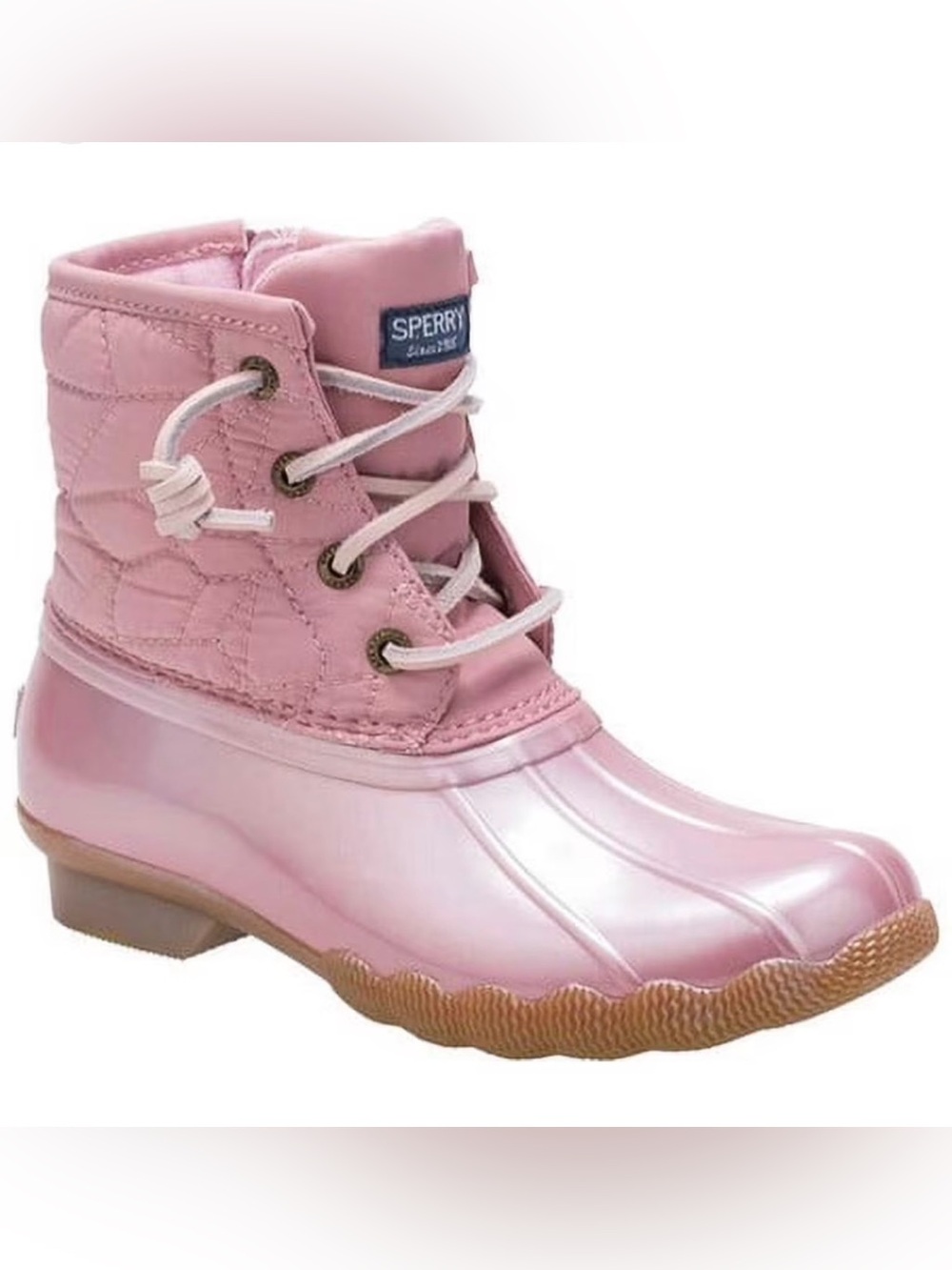 Sperry Pink Quilted Kids Waterproof Duck Boot
